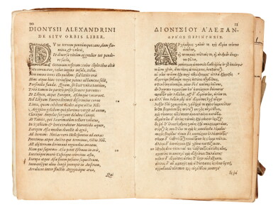 View full screen - View 1 of Lot 61. Dionysius Periegetes, De situ orbis liber, Antwerp, Plantin, 1575, contemporary limp vellum.