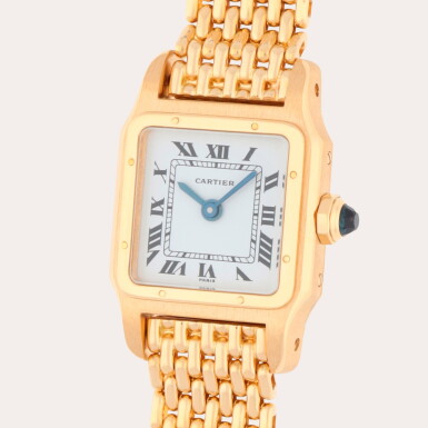 View full screen - View 1 of Lot 252. Mini Santos Dumont, Reference 7809 | A yellow gold wristwatch with bracelet | Circa 1990.