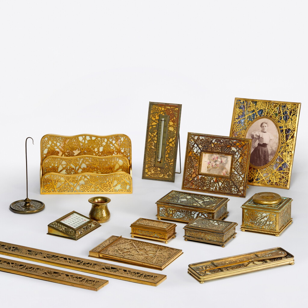 View full screen - View 1 of Lot 10. Fifteen-Piece "Grapevine" Desk Set.