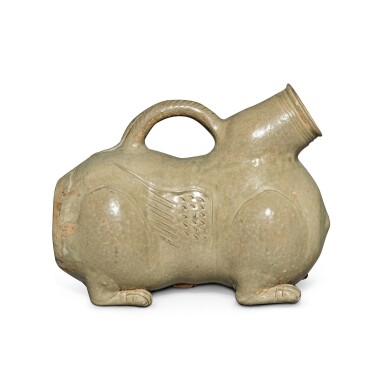 View full screen - View 1 of Lot 19. A 'Yue' celadon-glazed chimera-form vessel, Jin dynasty.