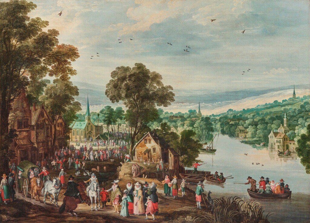 View full screen - View 1 of Lot 103. Village Festival by a River.