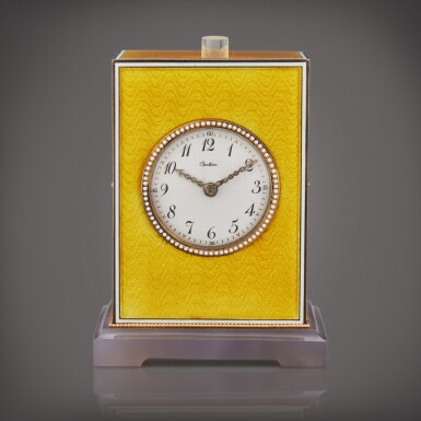 View full screen - View 1 of Lot 85. A silver and enamel minute repeating desk timepiece, Circa 1915.