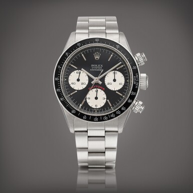 View full screen - View 1 of Lot 2274. Cosmograph Daytona "Big Red", Reference 6263 A stainless steel chronograph wristwatch with bracelet, Circa 1984 | 勞力士 | Cosmograph Daytona "Big Red" 型號6263 | 精鋼計時鏈帶腕錶,約1984年製.