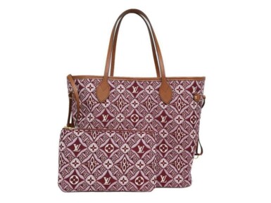 View full screen - View 1 of Lot 8562. Bordeaux Jacquard Since 1854 Neverfull MM in Textile, Calfskin-leather trim and Microfiber lining with Gold Hardware, 2020.