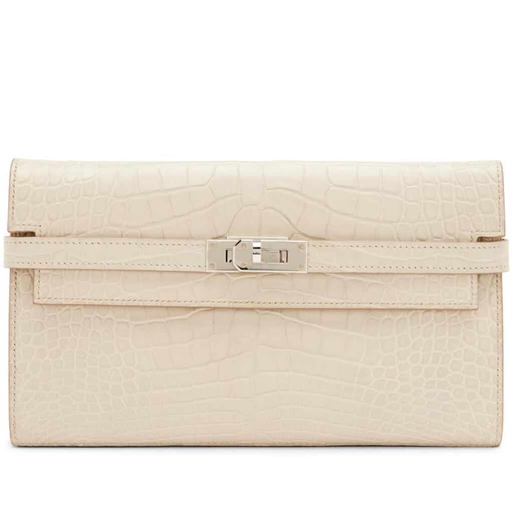 View full screen - View 1 of Lot 24. Beton Matte Mississippiensis Alligator Kelly Wallet Palladium Hardware, 2018.