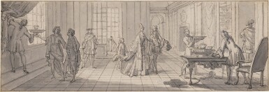 View full screen - View 1 of Lot 252. Elegant company in a lavish interior.