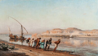 View full screen - View 1 of Lot 12. FREDERICK ARTHUR BRIDGMAN | TOWING ON THE NILE.