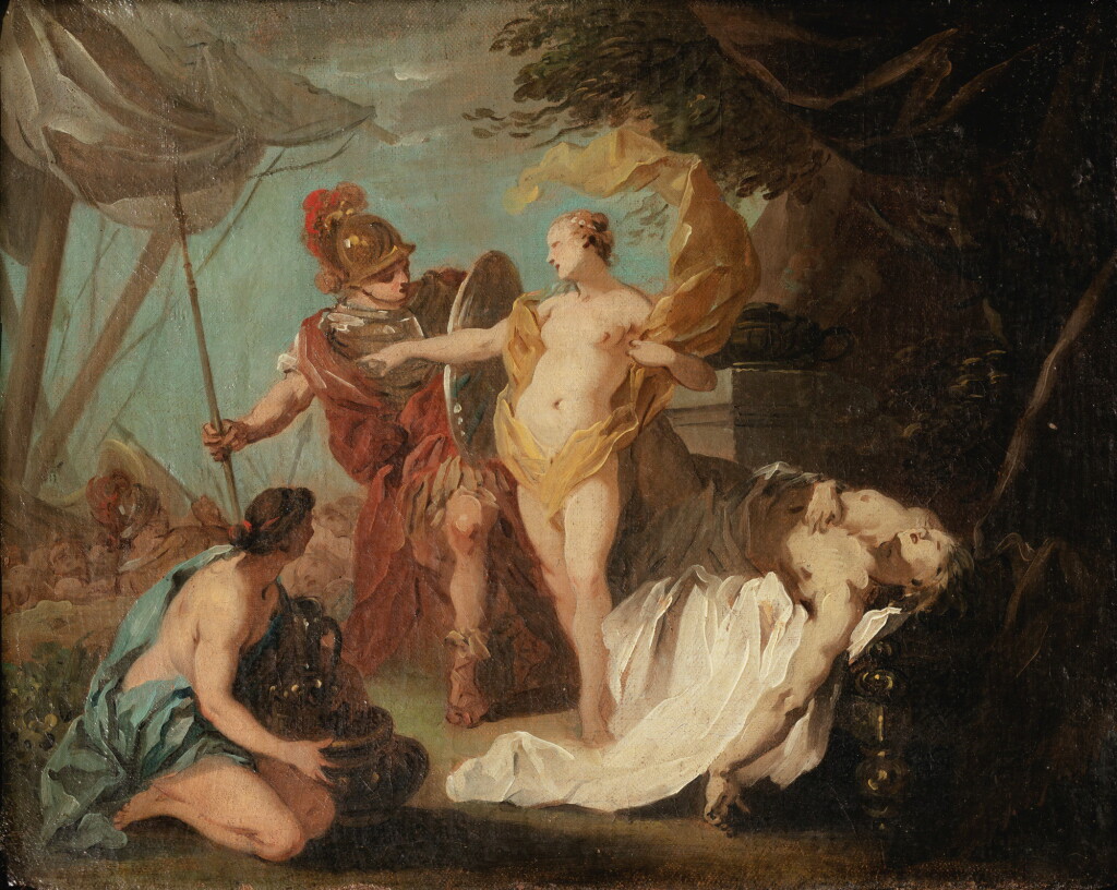 View full screen - View 1 of Lot 80. ETIENNE JEAURAT | SKETCH FOR ACHILLES LEAVING TO AVENGE THE DEATH OF PATROCLUS.
