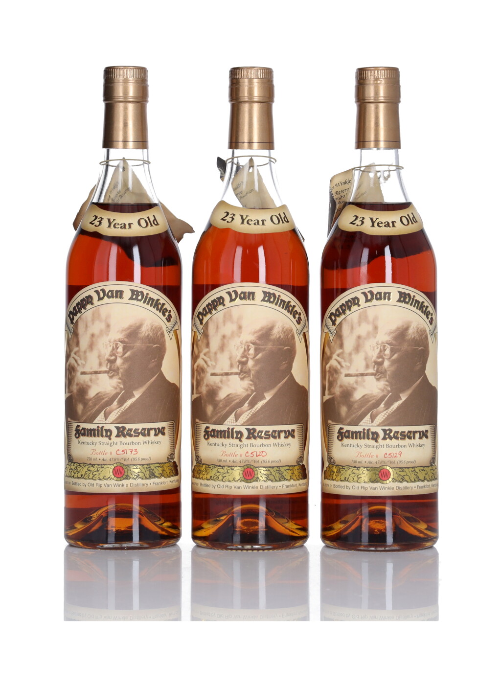 View full screen - View 1 of Lot 79. Pappy Van Winkle's 23 Year Old Family Reserve 95.6 Proof NV (3 Bottles 75cl).