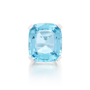 View full screen - View 1 of Lot 191. Bague aigue-marine | Aquamarine ring.