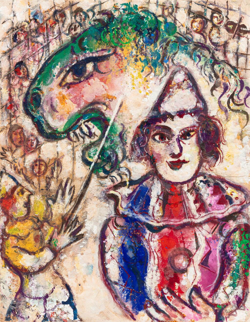 View full screen - View 1 of Lot 23. Gouache préparatoire pour la lithographie originale M. 504 (Cirque, Paris, Teriade Editeur 1967).