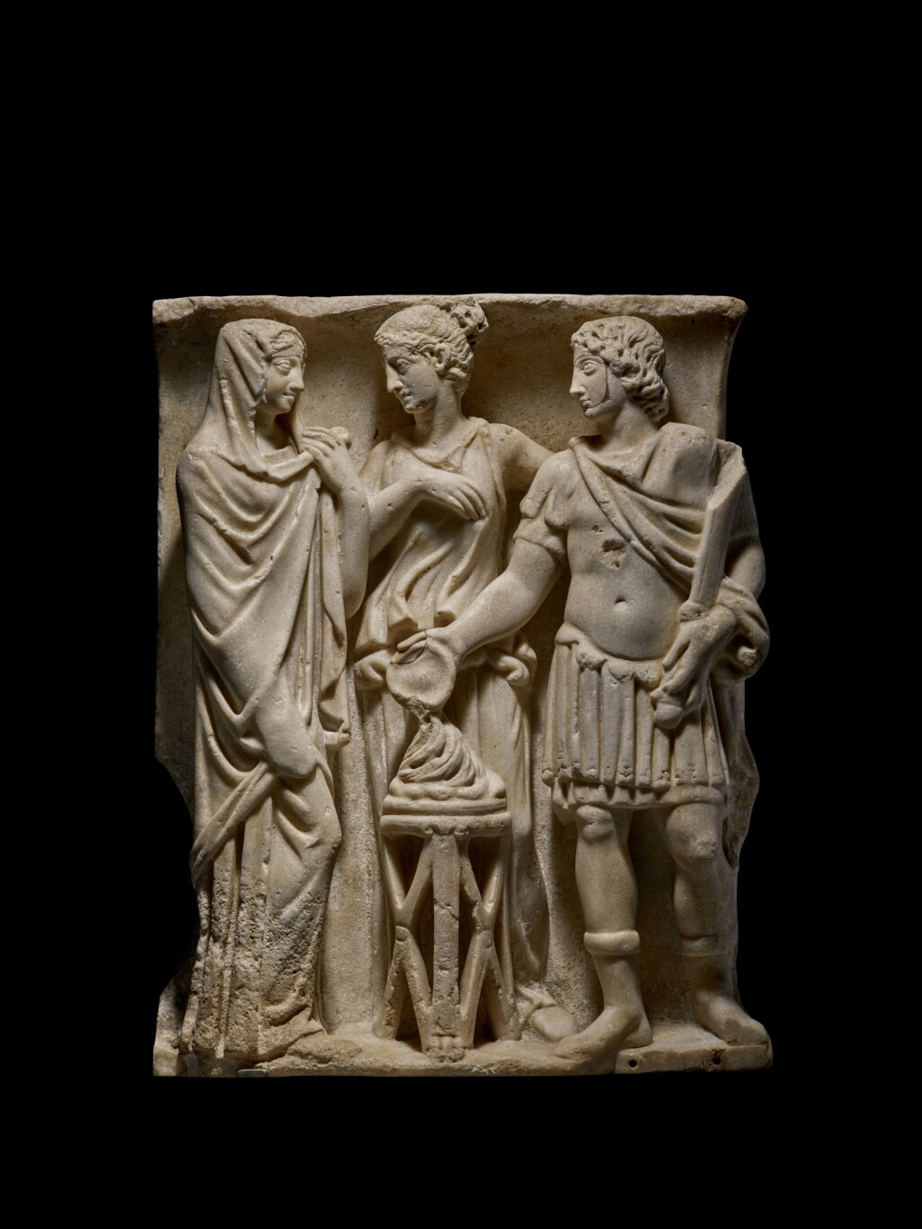 View full screen - View 1 of Lot 34. A Roman Marble Sarcophagus Fragment, circa 3rd Century A.D..