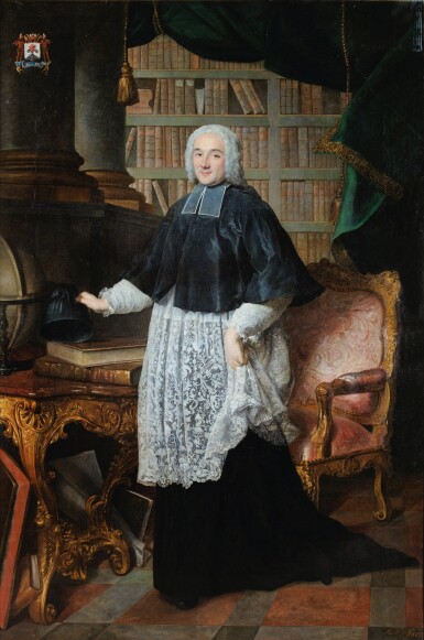 View full screen - View 1 of Lot 88. JACQUES-ANDRÉ-JOSEPH AVED | PORTRAIT OF THE ABBOT DIEUDONNÉ CHAUMONT DE LA GALAISIÈRE (1708-1768).