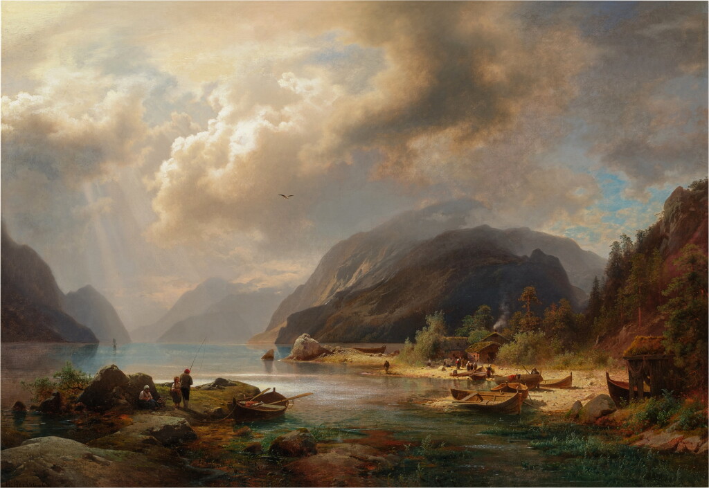 View full screen - View 1 of Lot 44. Alpine Lake Scene.