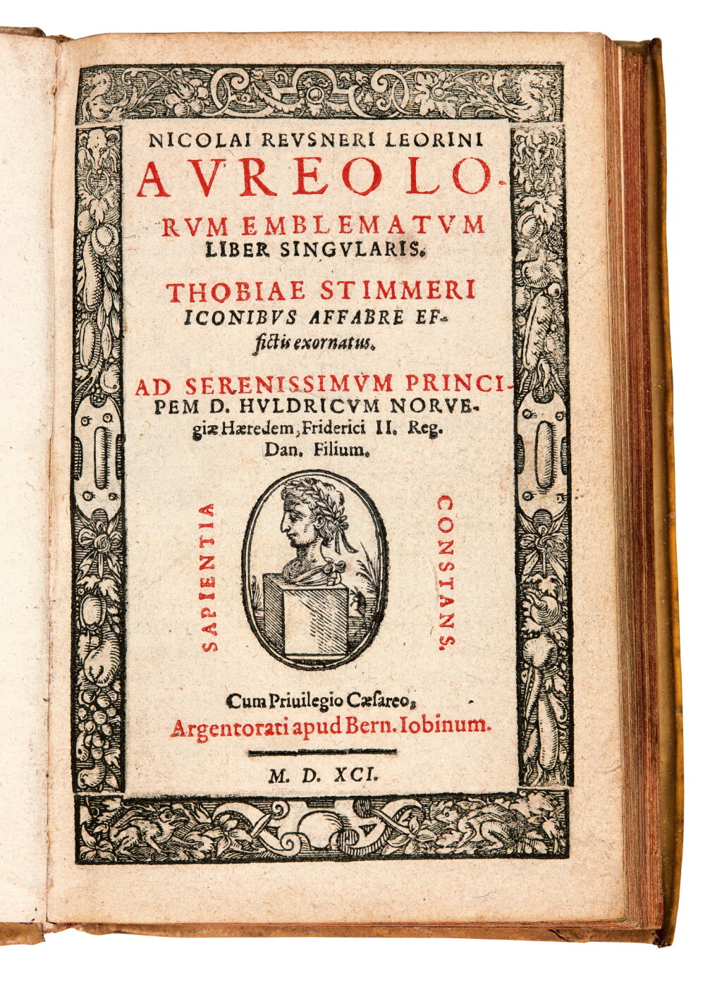 View full screen - View 1 of Lot 154. Reusner, Aureolorum emblematum liber singularis, Strassburg, 1591, contemporary vellum.