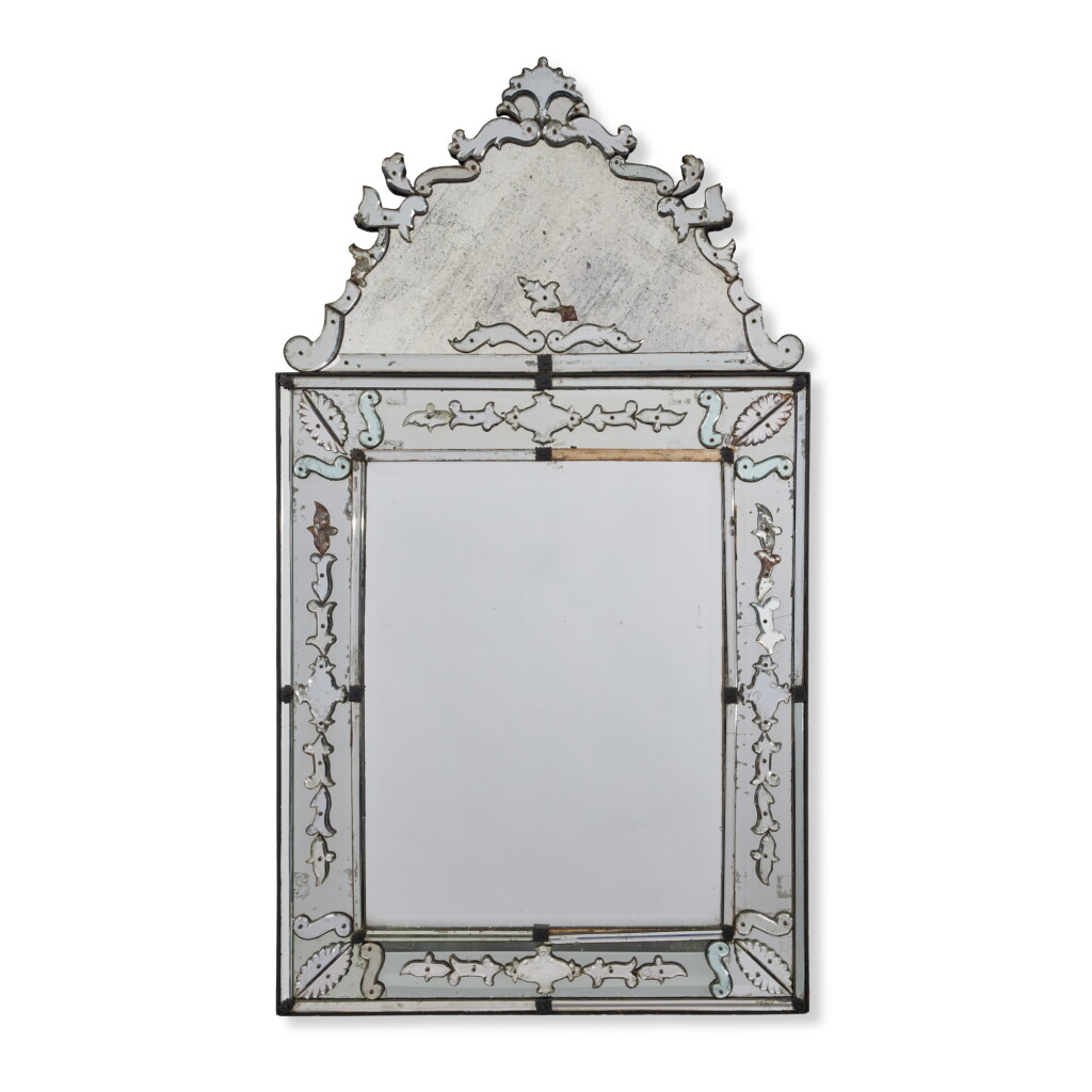 View full screen - View 1 of Lot 77. A Venetian Cut and Etched Glass Mirror.
