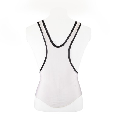 View full screen - View 1 of Lot 2206. Freddie Mercury's white and black vest, mid-1980s.