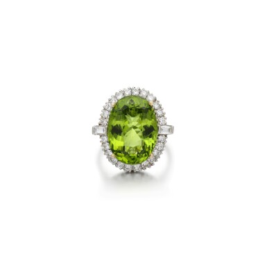 View full screen - View 1 of Lot 23. Peridot and diamond ring, 2016.