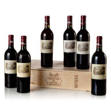 View full screen - View 1 of Lot 40. Château Lafite 1928/1945/1949/1953/1955/1982 (6 BT).