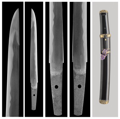 View full screen - View 1 of Lot 62. A tanto and a lacquer box | Signed Homei Sukemitsu zo (made by Homei Sukemitsu) | Dated Meiji sannen nigatsu hi (a day in the 2nd month 1870).