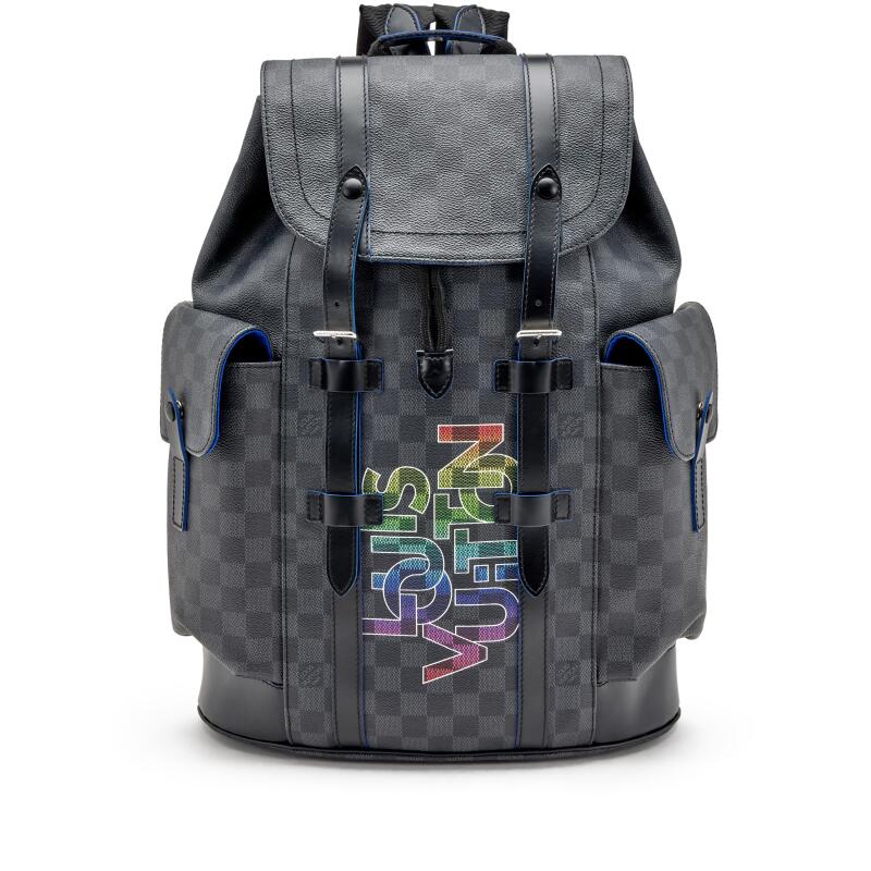 grey black louis vuitton checker backpack Michael Graphite Damier Graphite Top zipper closure LOUIS VUITTON Michael Damier Graphite