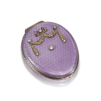 View full screen - View 1 of Lot 2. A Fabergé jewelled silver-gilt and guilloché enamel pill box, workmaster Feodor Afanassiev, St Petersburg, 1899-1908.