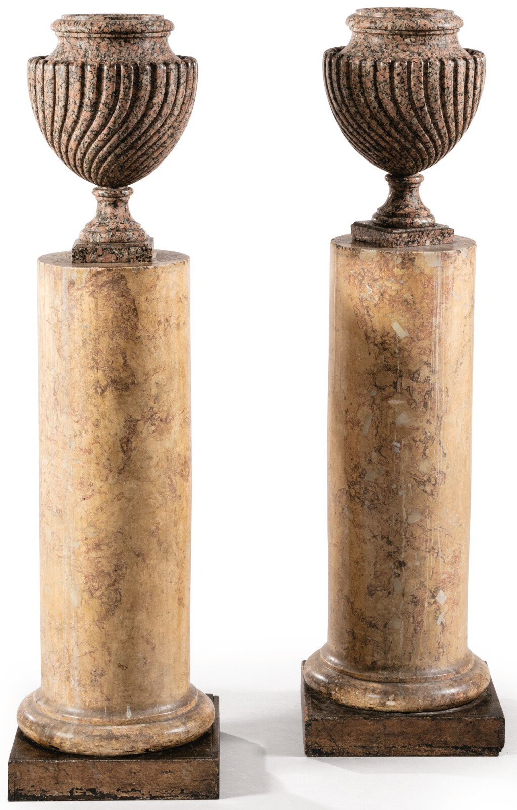 View full screen - View 1 of Lot 41. A PAIR OF EGYPTIAN GRANITE VASES, 18TH CENTURY | PAIRE DE VASES EN GRANIT ROSE D'EGYPTE, XVIIIE SIÈCLE.