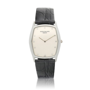 View full screen - View 1 of Lot 8062. Gondolo, Reference 3842 | A platinum and diamond-set wristwatch, Circa 1992 | 百達翡麗 | Gondolo 型號3842 | 鉑金鑲鑽石腕錶,約1992年製.