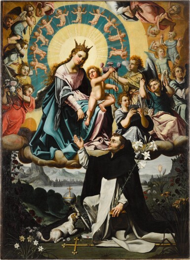 View full screen - View 1 of Lot 15. The Virgin Presenting the Rosary to Saint Dominic.