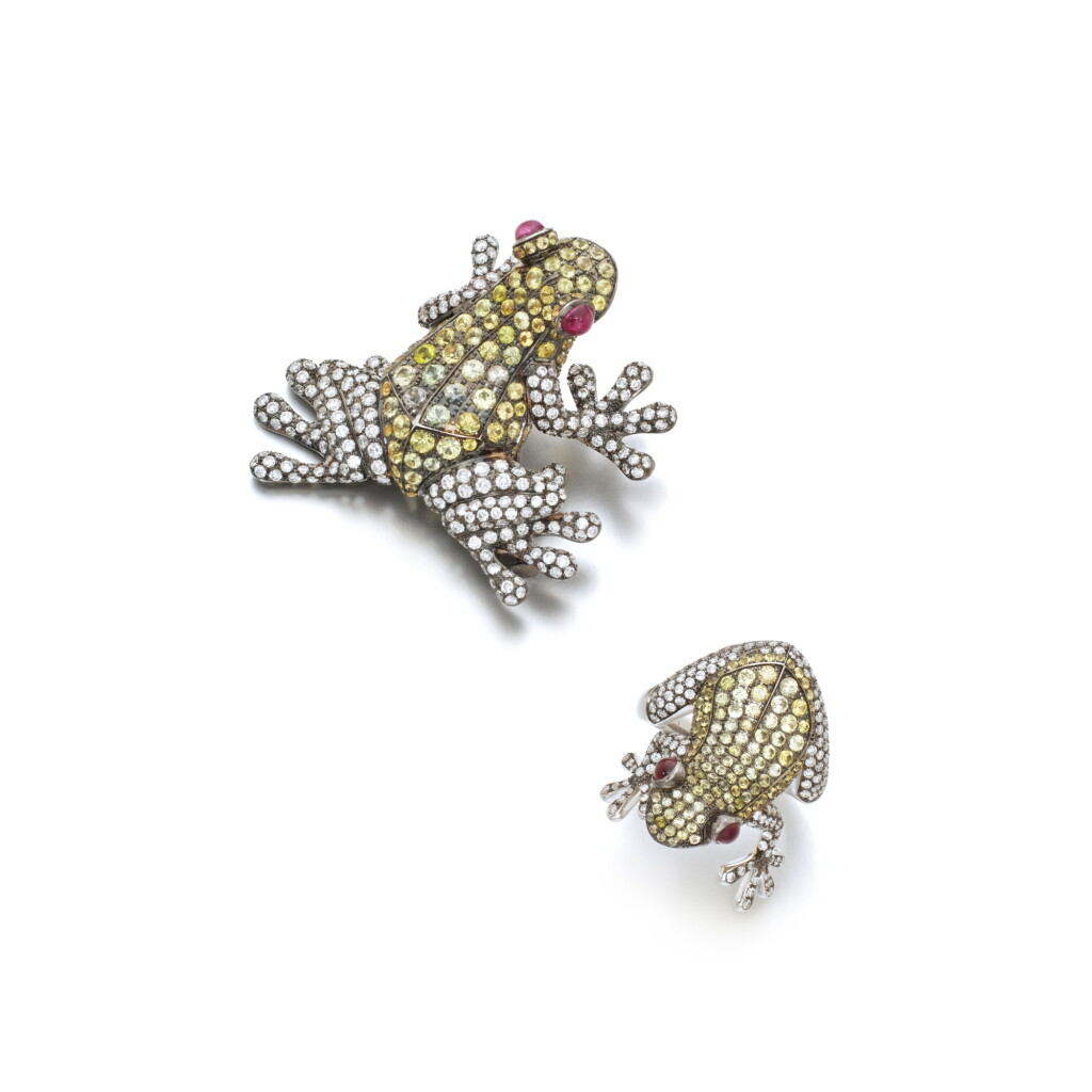 View full screen - View 1 of Lot 947. Gem set and diamond demi-parure.