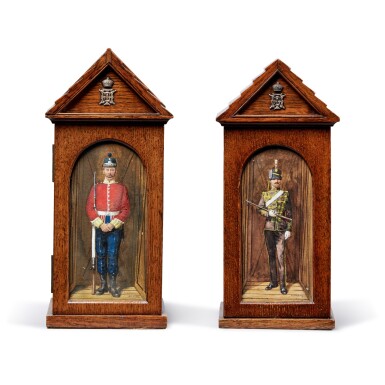 View full screen - View 1 of Lot 1283. Two Victorian Oak Sentry-Box-Form Tea Caddies, Fourth Quarter 19th Century, Attributed to Lewis of Piccadilly.