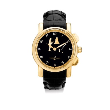 View full screen - View 1 of Lot 8213. Jaquemart Sonnerie En Passant San Marco, Reference 756-88 | A pink gold hour striking and repeating wristwatch with automaton jacquemarts, Circa 2008 | 雅典 Jaquemart Sonnerie En Passant San Marco 型號756-88 | 粉紅金自鳴單問報時腕錶,備活動人偶,約2008年製.