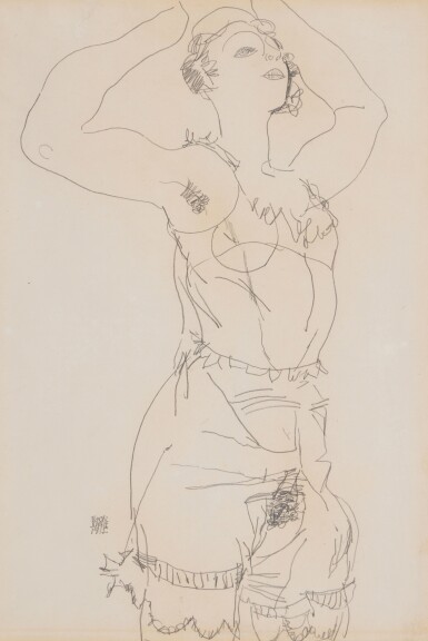 View full screen - View 1 of Lot 365. Stehendes Mädchen in Unterwäsche (Standing Girl in Underwear).