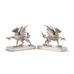 WINDSOR: A Pair of Edward, Prince of Wales Silver Models of Welsh Dragon-Form Cigar Lighters, William Hutton, Sheffield, 1926