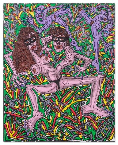 View full screen - View 1 of Lot 251. Double corps en dansant, on se sent collé, soudé, masqué pour des instants passés à danser avec les pieds.