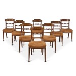 A Set of Eight Regency Ebony and Brass Inlaid Mahogany Side Chairs, Circa 1820