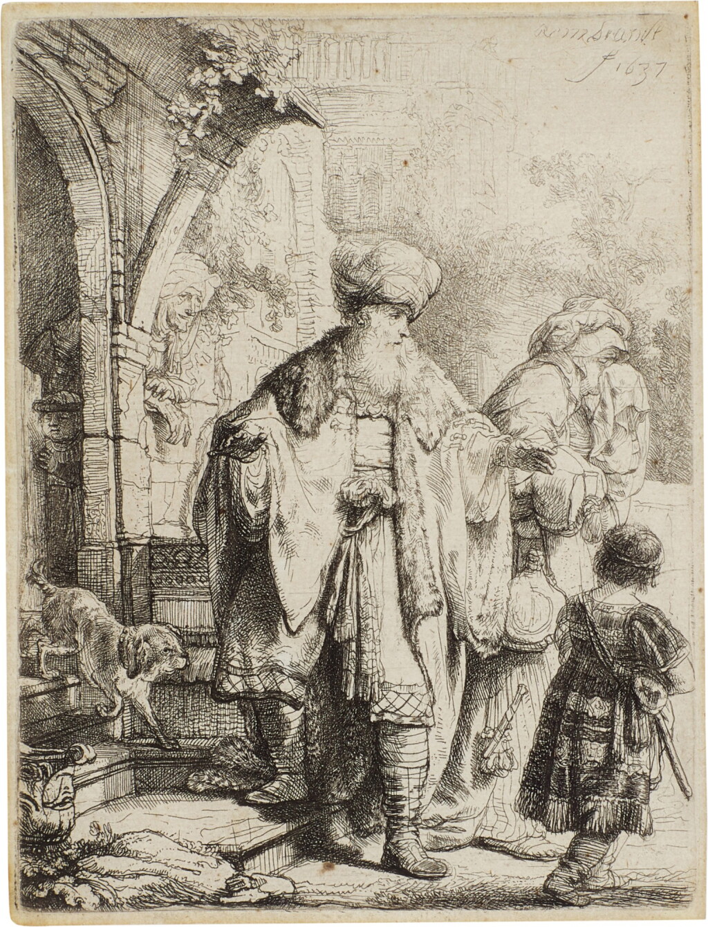 View full screen - View 1 of Lot 61. Abraham Casting out Hagar and Ishmael (B., Holl. 30; New Holl. 166; H. 149).