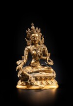 Statuette de Tara verte en bronze doré, Dynastie Qing, XIXe siècle | A gilt-bronze figure of Green Tara, Qing dynasty, 19th century