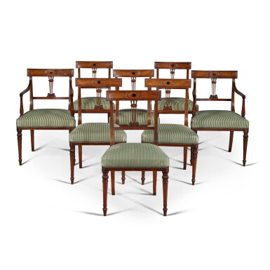 View full screen - View 1 of Lot 152. A Set of Eight Regency Mahogany Dining Chairs, Circa 1820.