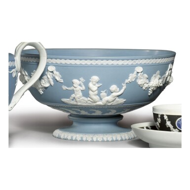 View full screen - View 1 of Lot 159. A WEDGWOOD BLUE AND WHITE JASPERWARE FOOTED BOWL CIRCA 1787 .