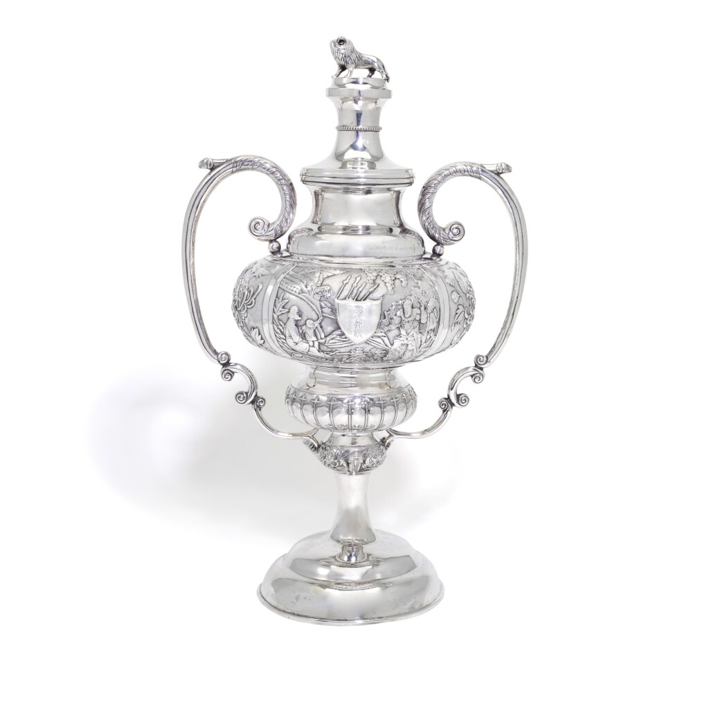 View full screen - View 1 of Lot 131. A Chinese export silver two-handled cup and cover, Bao Cheng, Beijing, circa 1890.