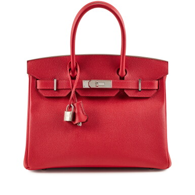 View full screen - View 1 of Lot 35. Rouge Casaque Epsom Birkin 30 Palladium Hardware, 2014.