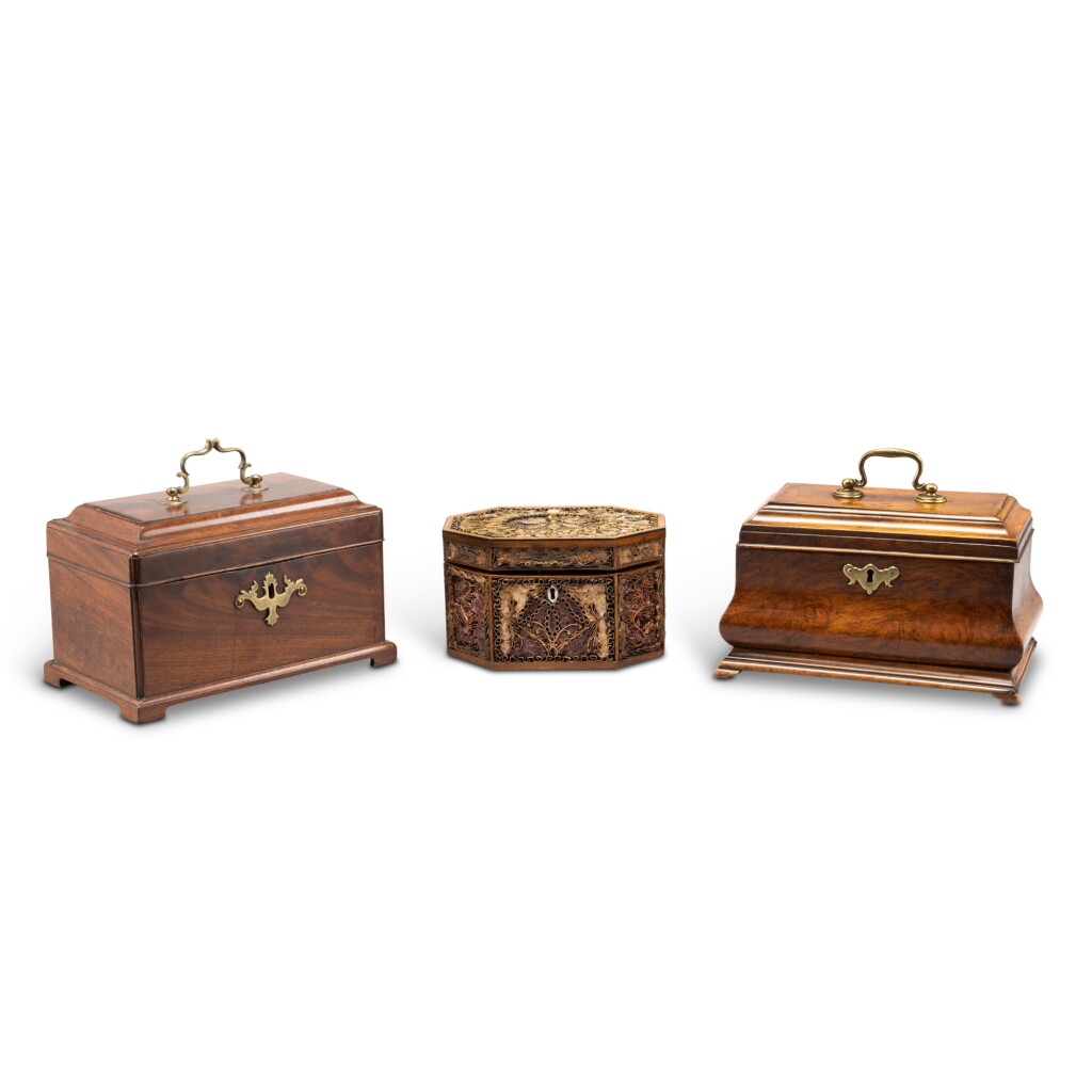 View full screen - View 1 of Lot 272. Two George II Brass-Mounted Tea Caddies, mid-18th Century.