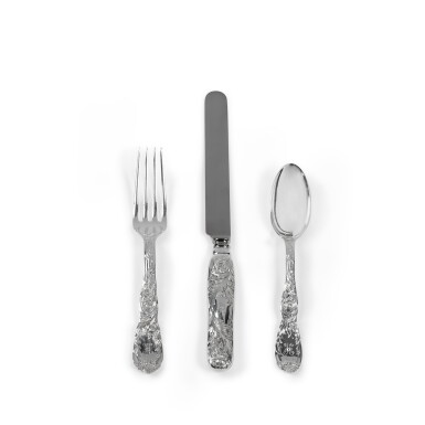 View full screen - View 1 of Lot 908. American Silver Chrysanthemum Pattern Flatware Service, Tiffany & Co., New York, 20th Century.