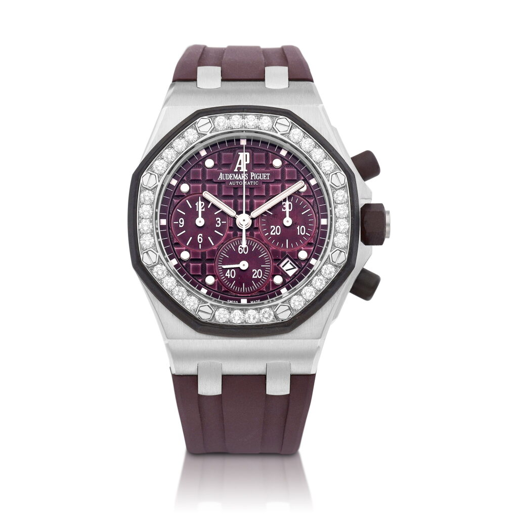 Voir en plein écran - Voir 1 du lot 2165. Royal Oak Offshore, Reference 26048SK.ZZ.D066CA.01 | A stainless steel and diamond-set chronograph wristwatch with date, Circa 2013 | 愛彼 | 皇家橡樹離岸型系列 型號26048SK.ZZ.D066CA.01 | 精鋼鑲鑽石計時腕錶,備日期顯示,約2013年製.
