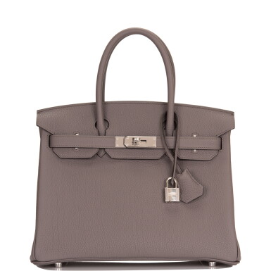 View full screen - View 1 of Lot 61. HERMÈS | GRIS ETAIN BIRKIN 30CM OF TOGO LEATHER WITH PALLADIUM HARDWARE.
