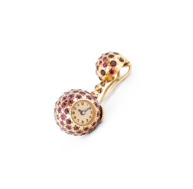 View full screen - View 1 of Lot 74. MONTRE-BROCHE RUBIS | RUBY LAPEL-WATCH.