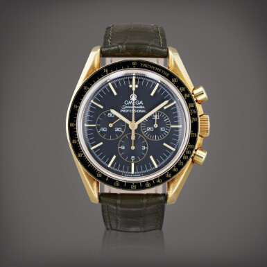 View full screen - View 1 of Lot 461. Speedmaster 'Jubilee' Montre bracelet chronographe édition limitée en or jaune | Yellow gold chronograph limited edition wristwatch Vers 1993 | Circa 1993.