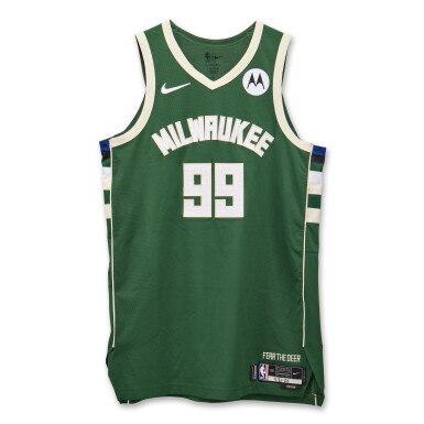 View full screen - View 1 of Lot 176. Jae Crowder Milwaukee Bucks 2024 NBA Playoffs Eastern Conference Round 1 Game Worn Icon Edition Jersey | Game 1.