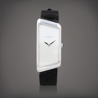 View full screen - View 1 of Lot 479. Prestige de la France Montre bracelet en or blanc asymétrique | White gold asymmetrical wristwatch Vers 1970 | Circa 1970.